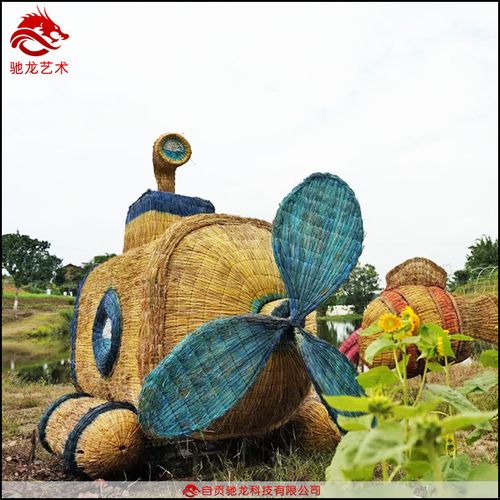 稻草艺术节农耕文化园稻草人定制仿真动物兔子造型草雕工厂